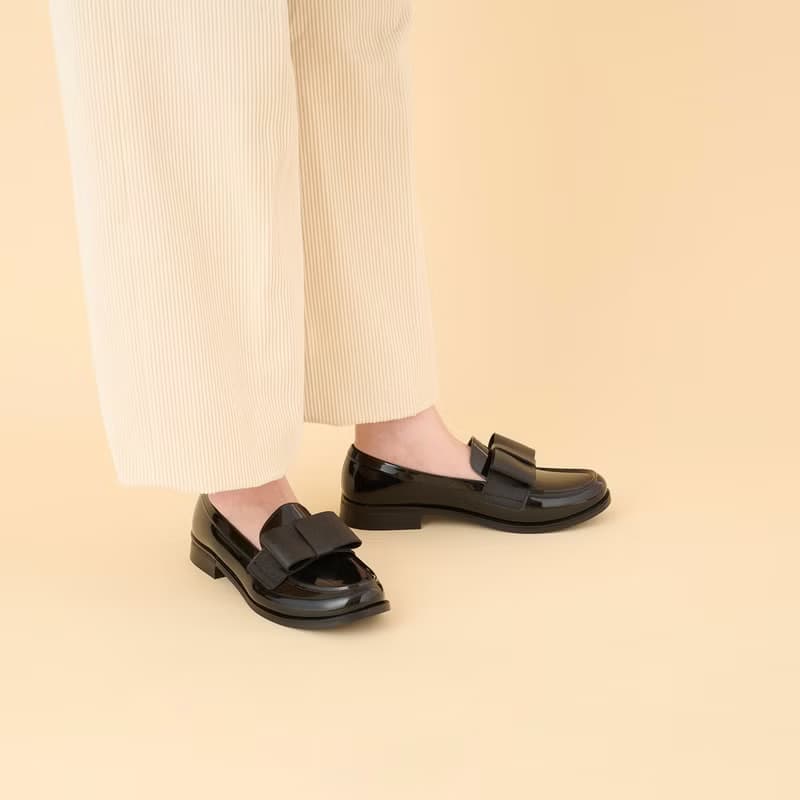 DECO (BLACK)  PVC LOAFER / RAIN SHOES リボンローファー