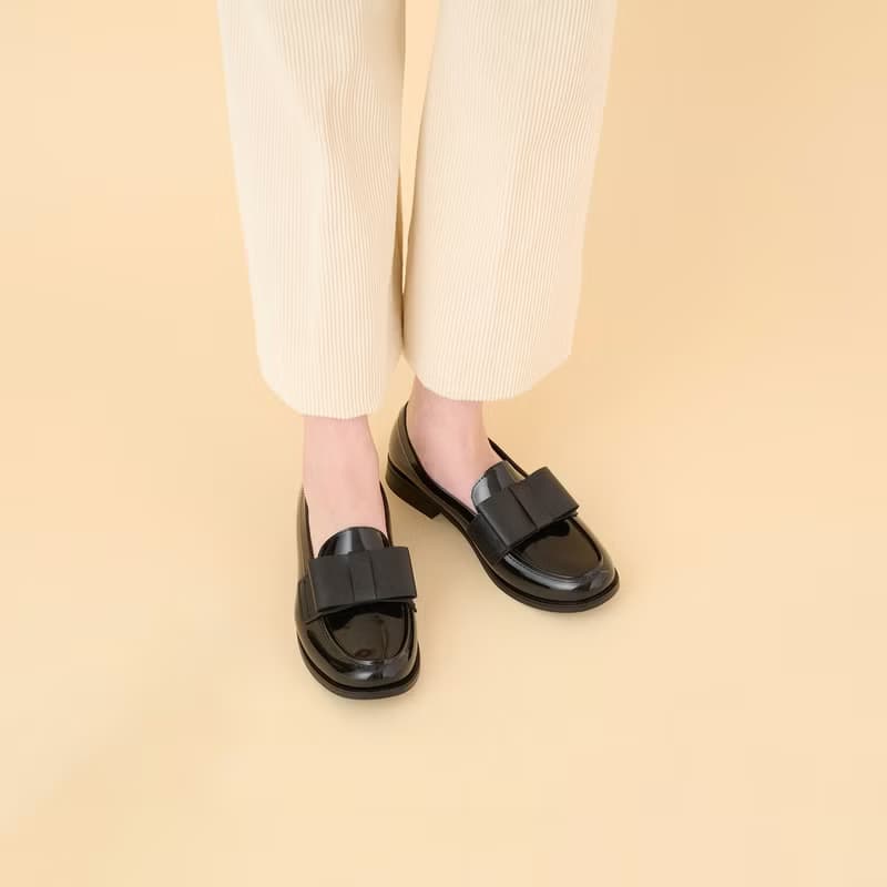DECO (BLACK)  PVC LOAFER / RAIN SHOES リボンローファー