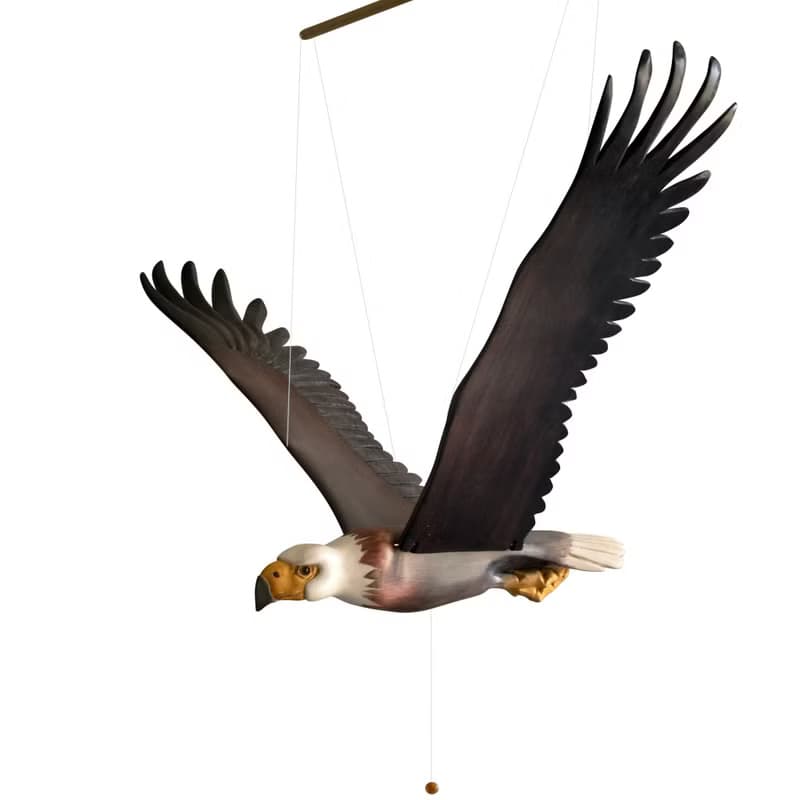 美國白頭海鵰木雕吊飾, 細緻雕刻工藝, 展翼飛翔的居家藝術