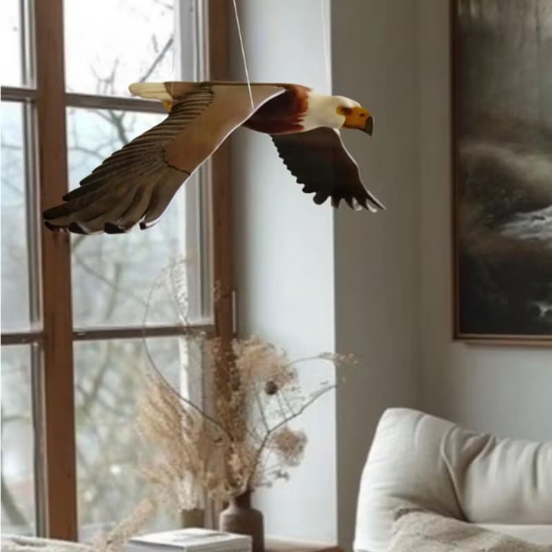 美國白頭海鵰木雕吊飾, 細緻雕刻工藝, 展翼飛翔的居家藝術