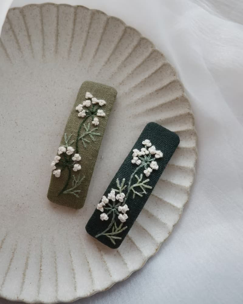 植物小物手刺繡髮夾/BB髮夾