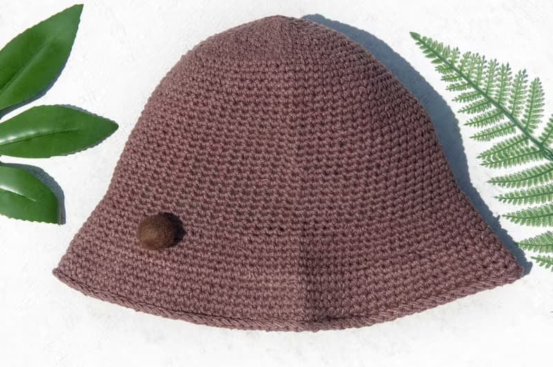 手工編織棉麻帽 編織帽 漁夫帽 遮陽帽 手編草帽 登山帽-拿鐵咖啡