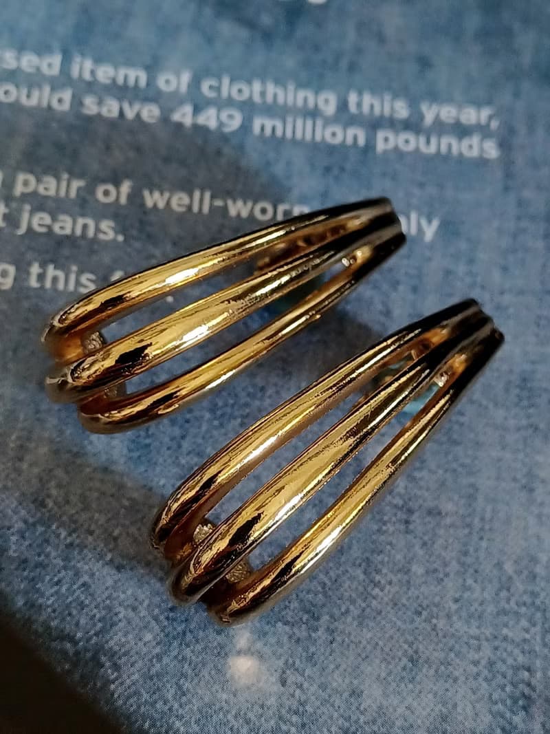 vintage jewelry  古典金色勾型夾式耳環