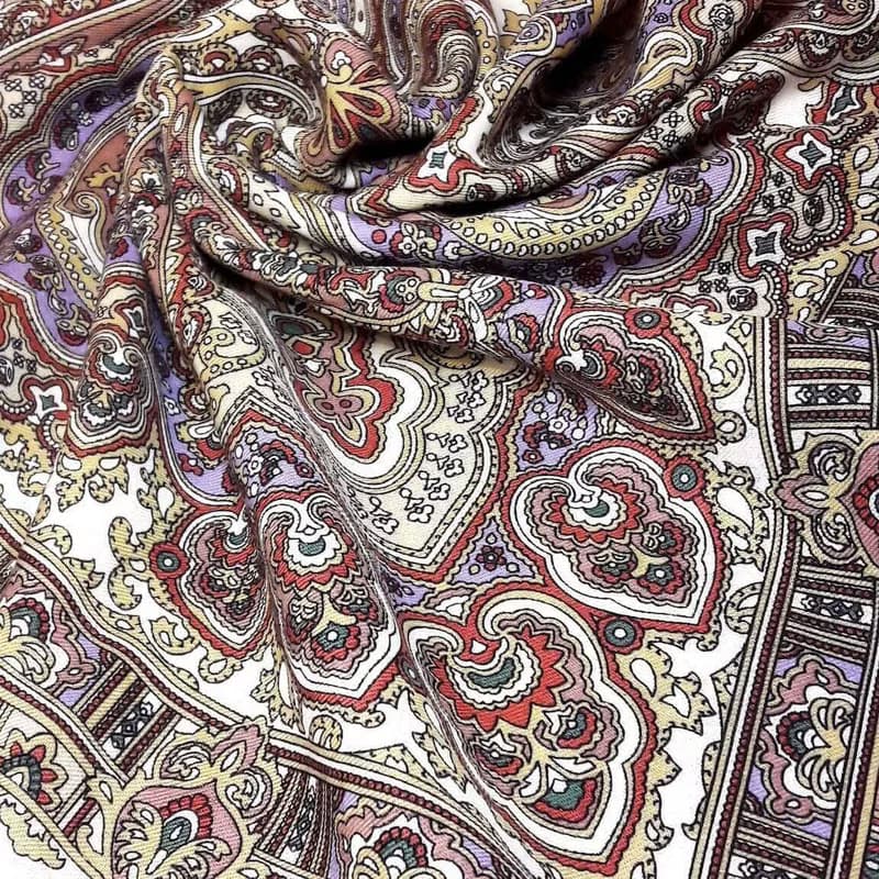 Pavlovo Posad Russian Shawl 100% Wool Scarf 125x125 cm Wrap Silk Fringe 1008-2