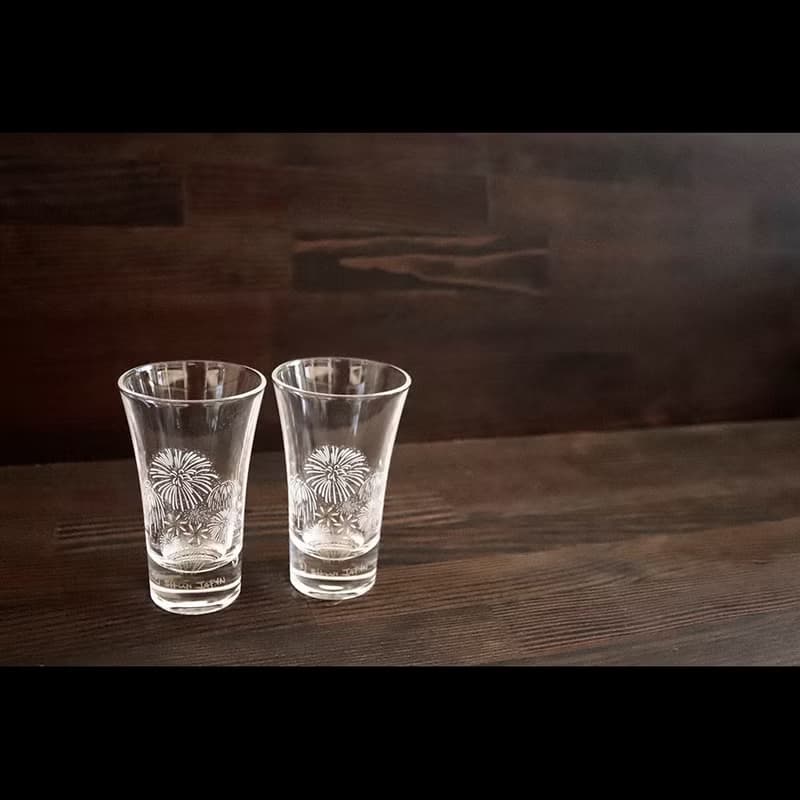 冷感花火グラス天開ペアセット　温度で色が変わる季節を楽しむ器