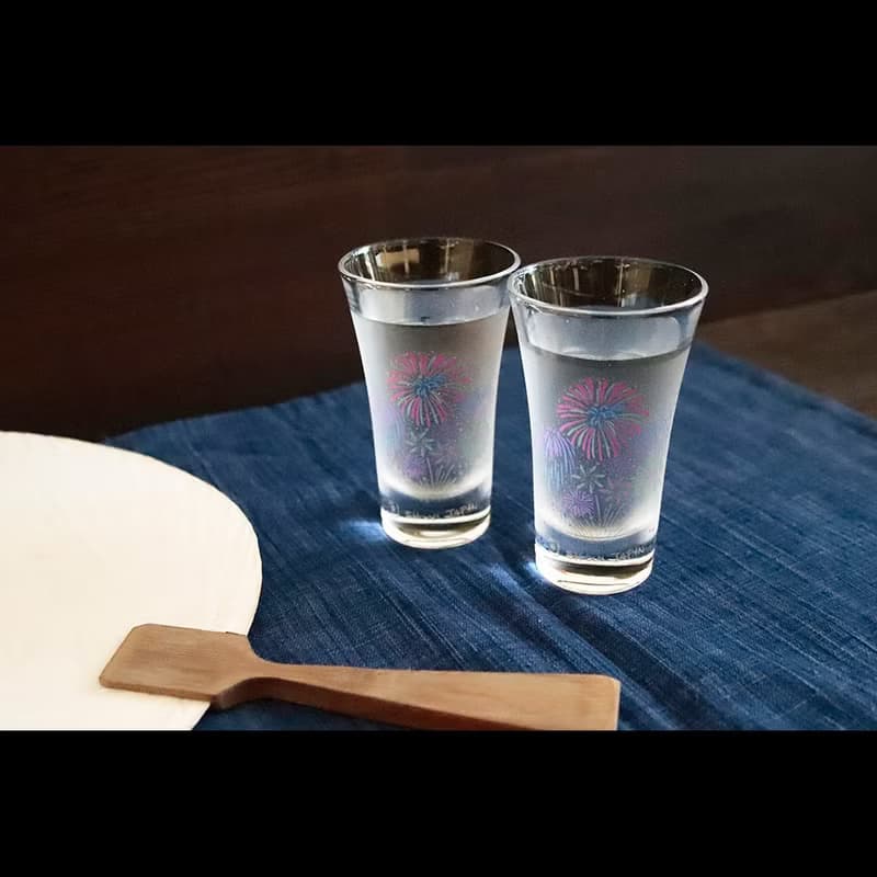 冷感花火グラス天開ペアセット　温度で色が変わる季節を楽しむ器
