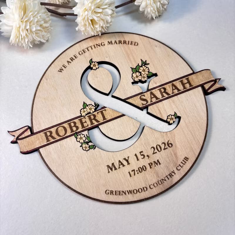 Wedding Information Wooden Sign – Custom Personalized Couple Names and Details