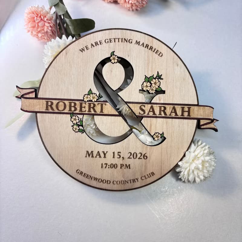 Wedding Information Wooden Sign – Custom Personalized Couple Names and Details