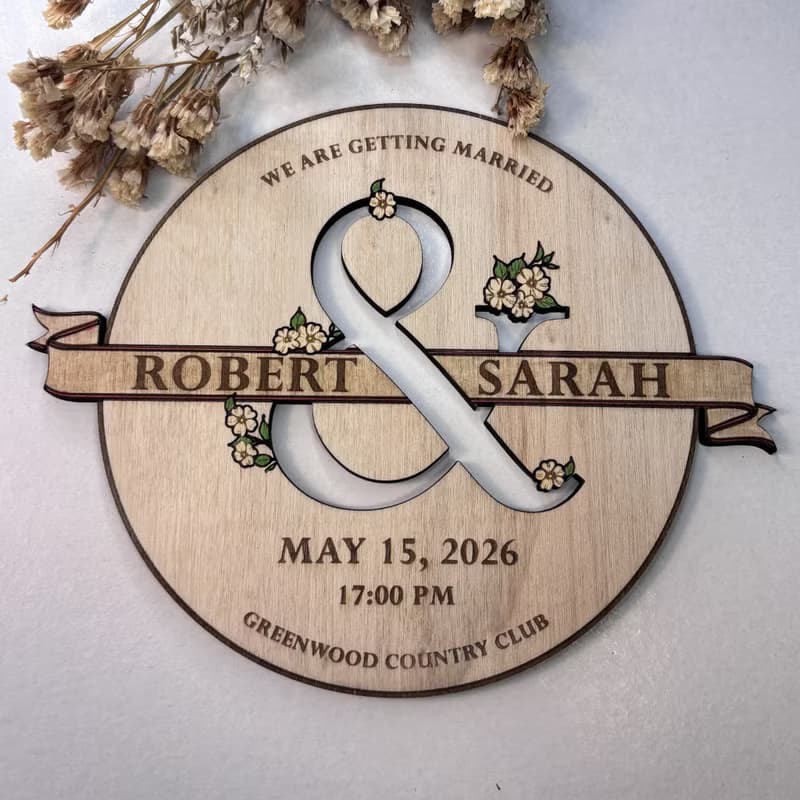 Wedding Information Wooden Sign – Custom Personalized Couple Names and Details