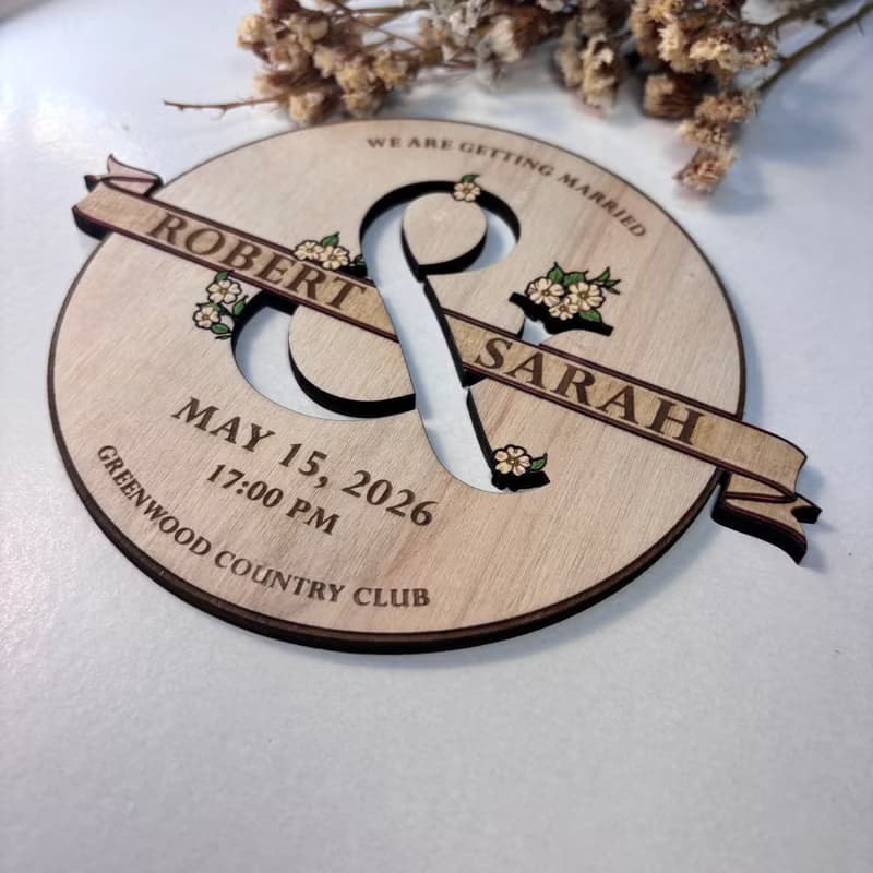 Wedding Information Wooden Sign – Custom Personalized Couple Names and Details