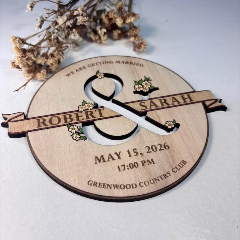 Wedding Information Wooden Sign – Custom Personalized Couple Names and Details
