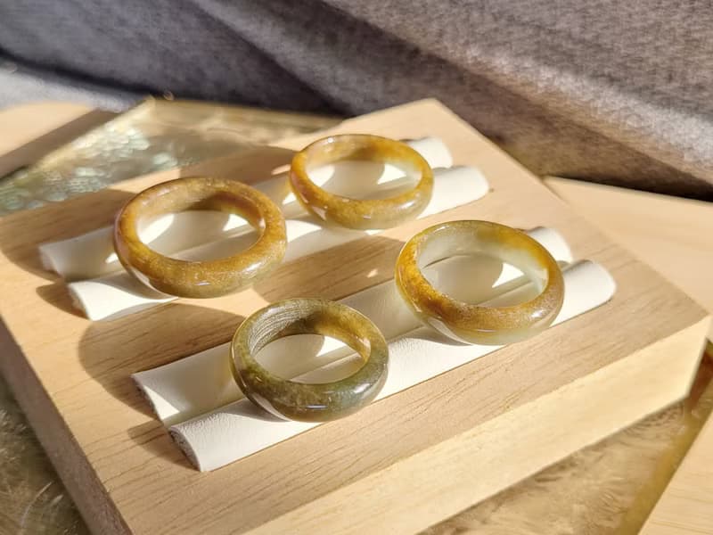 【親翠】天然翡翠 冰紅翡咖啡巧克力色手指鐲7.5號14號13.5號戒圈