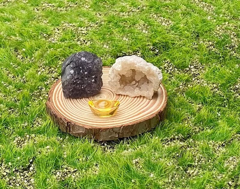 可愛紫晶鎮x可愛白晶洞能量套組 消磁 淨化 招財 辦公室風水 療癒