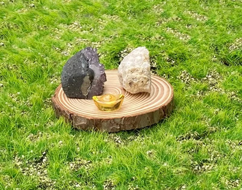可愛紫晶鎮x可愛白晶洞能量套組 消磁 淨化 招財 辦公室風水 療癒