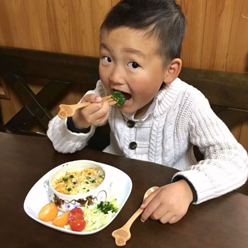 【SPICE】日本 PETIT'S MAMAN 兒童 天然木頭叉子&湯匙套組-鴨子