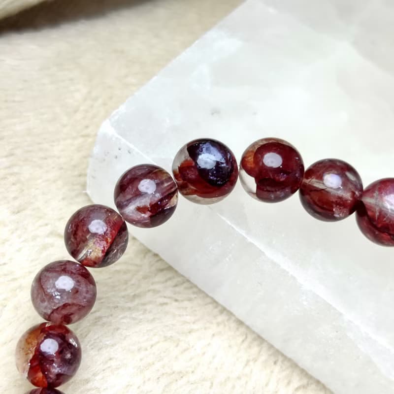 深紅 紅膠花 Hematoid Quartz 手串 手鍊 天然水晶  8mm 9mm