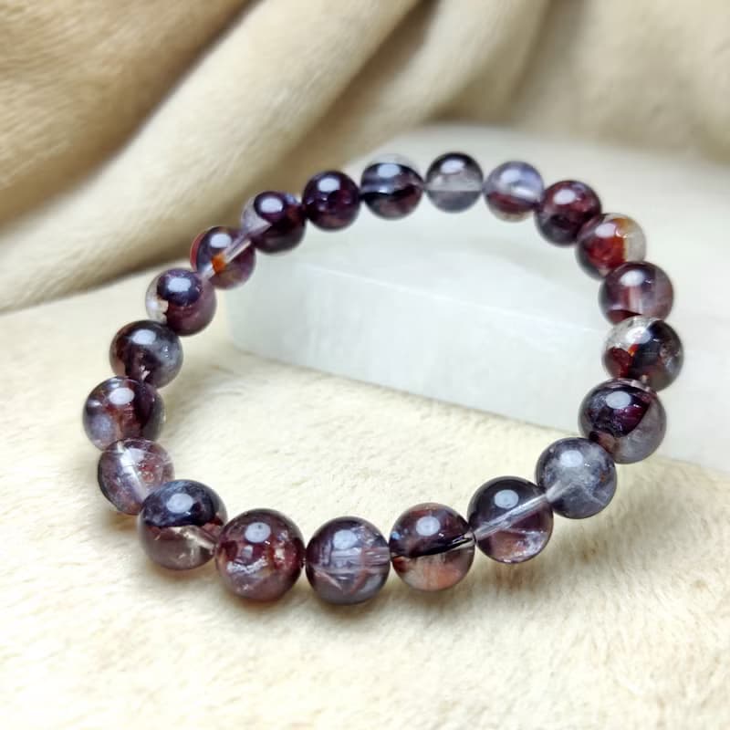 深紅 紅膠花 Hematoid Quartz 手串 手鍊 天然水晶  8mm 9mm