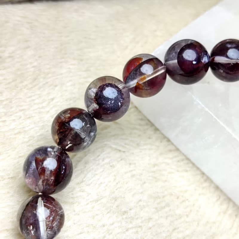 深紅 紅膠花 Hematoid Quartz 手串 手鍊 天然水晶  8mm 9mm