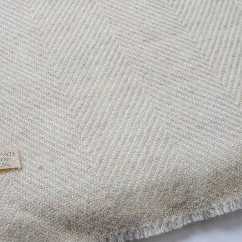 【厚款】喀什米爾羊毛圍巾/披肩 亞麻斜紋 厚款 手工機織