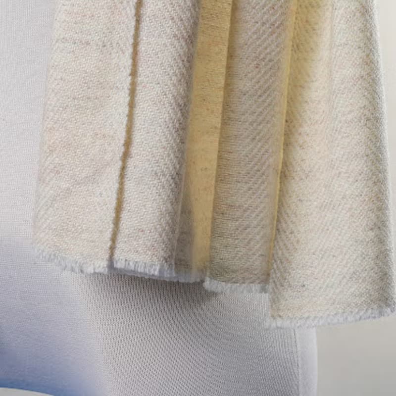 【厚款】喀什米爾羊毛圍巾/披肩 亞麻斜紋 厚款 手工機織