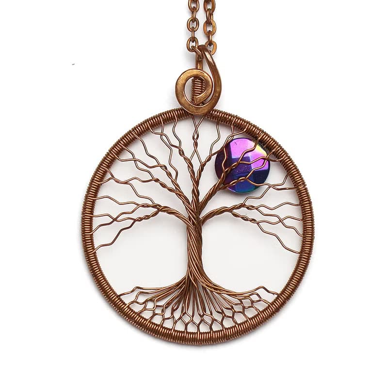 Copper Tree Of Life Pendant Good Luck Necklace Handmade Wire Wrapped Jewelry