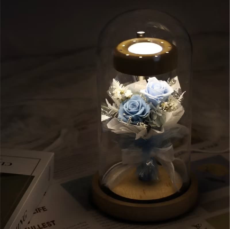 天使永生玫瑰花束鍾罩 | 兩色選擇 限量販售 聖誕禮物 交換禮物