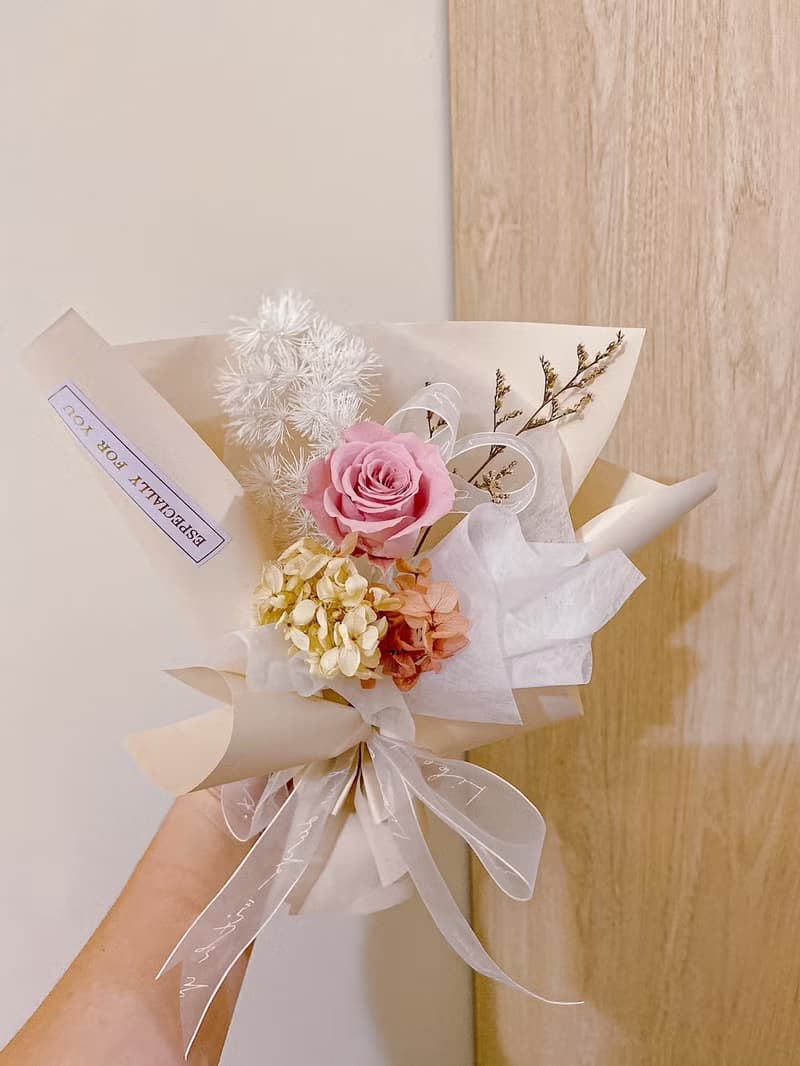 【韓式花束】香草粉小花束 母親節 生日 永生花 乾燥花