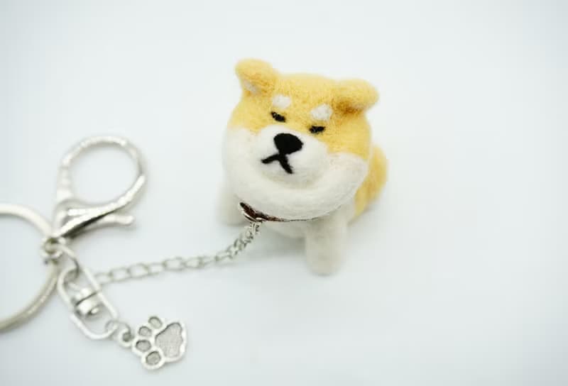 MoonMade【寶寶不回家系列】 黃色柴犬 柴柴 秋田犬 羊毛氈狗狗 拒絕犬鑰匙圈 掛飾 電話繩 手機繩 新年禮物 搞笑 情人節禮物 生日禮物