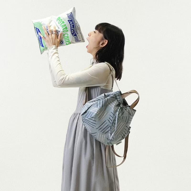 【Nature Beauty系列新品】EVIA 索繩束口文青後背包S號 (雨綠色)
