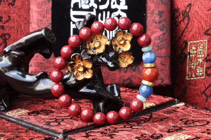 原礦天然硃砂手珠 8mm 南紅瑪瑙隔珠 手鍊飾品 DIY設計 佛珠避邪