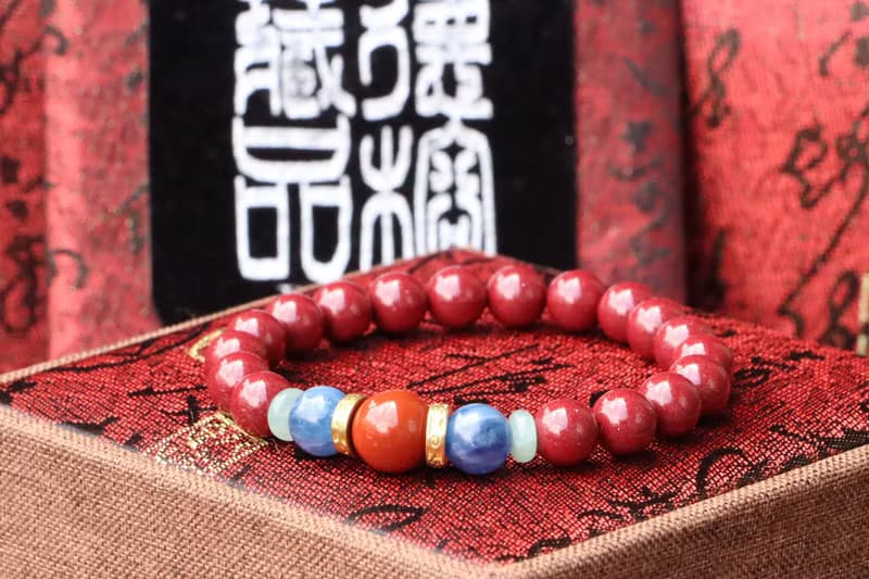 原礦天然硃砂手珠 8mm 南紅瑪瑙隔珠 手鍊飾品 DIY設計 佛珠避邪