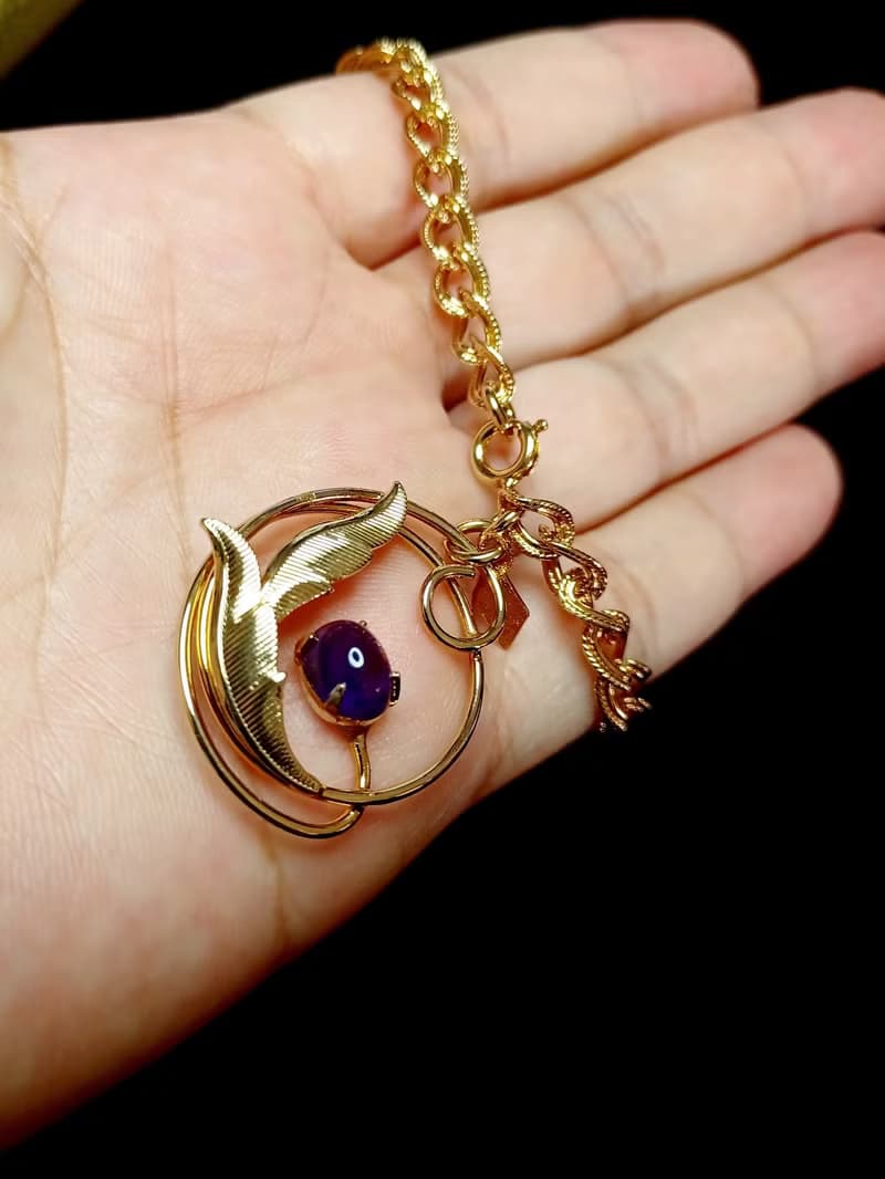 vintage jewelry SARAH COV 典雅金色藤葉 手鍊