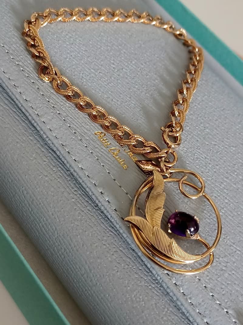 vintage jewelry SARAH COV 典雅金色藤葉 手鍊