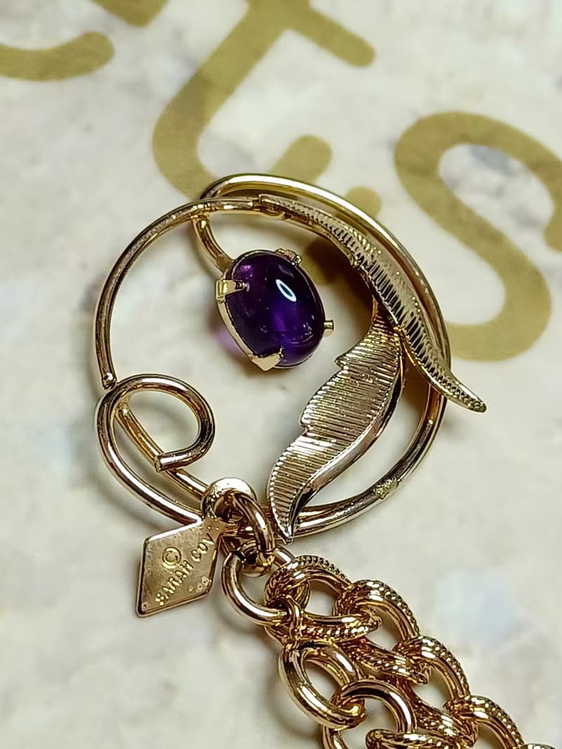 vintage jewelry SARAH COV 典雅金色藤葉 手鍊