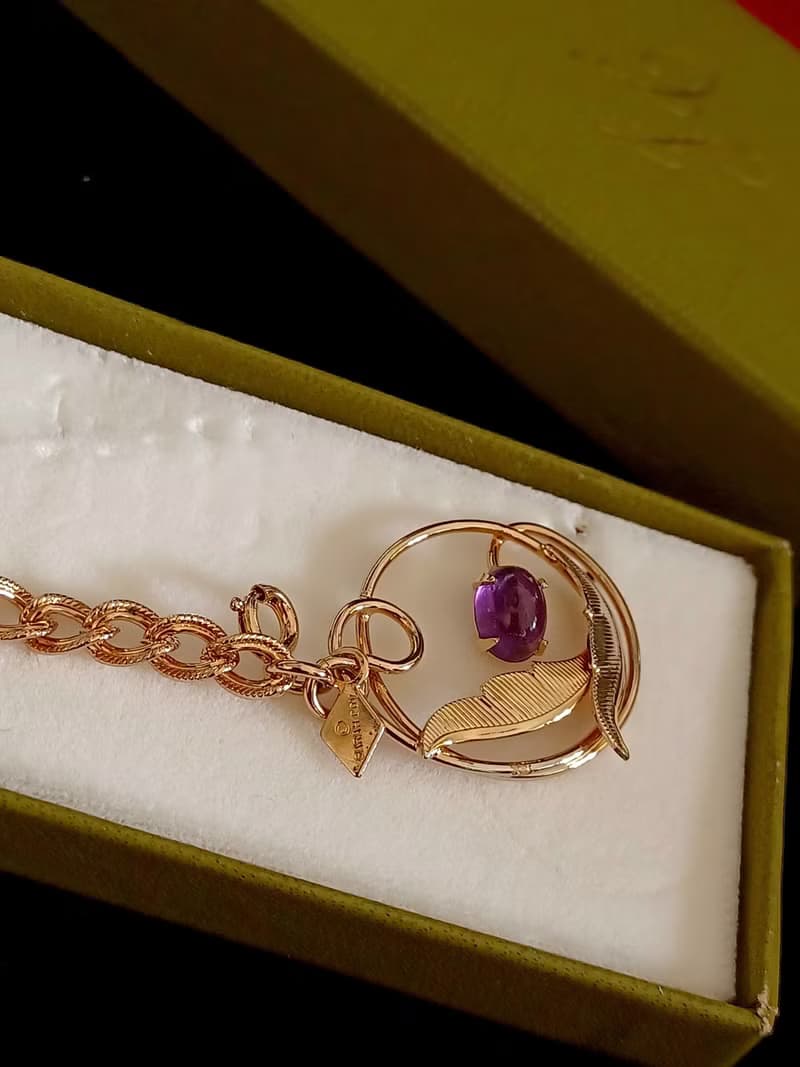 vintage jewelry SARAH COV 典雅金色藤葉 手鍊