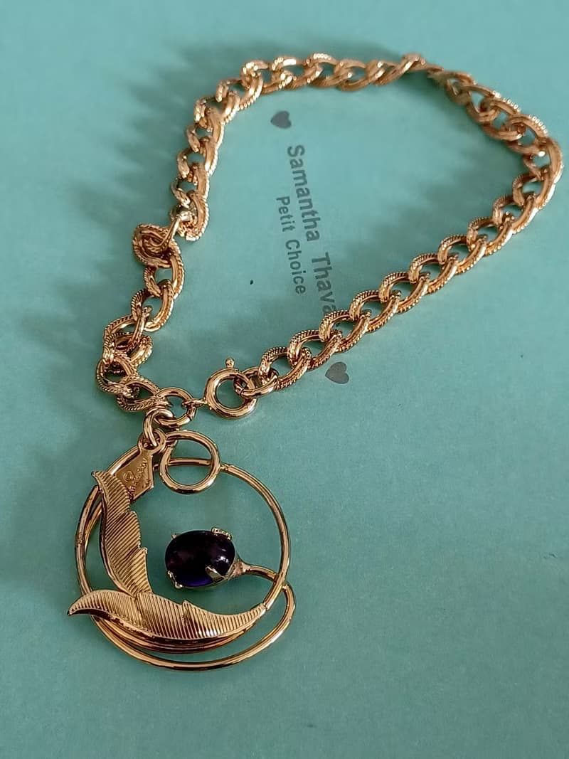 vintage jewelry SARAH COV 典雅金色藤葉 手鍊