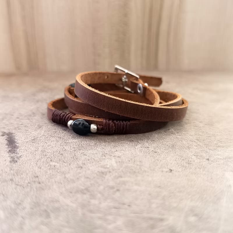 Multi Layer Bracelet with Black Tourmaline, Wrap Choker, Versatile Jewelry
