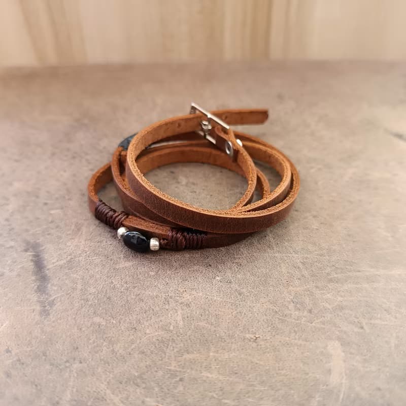 Multi Layer Bracelet with Black Tourmaline, Wrap Choker, Versatile Jewelry