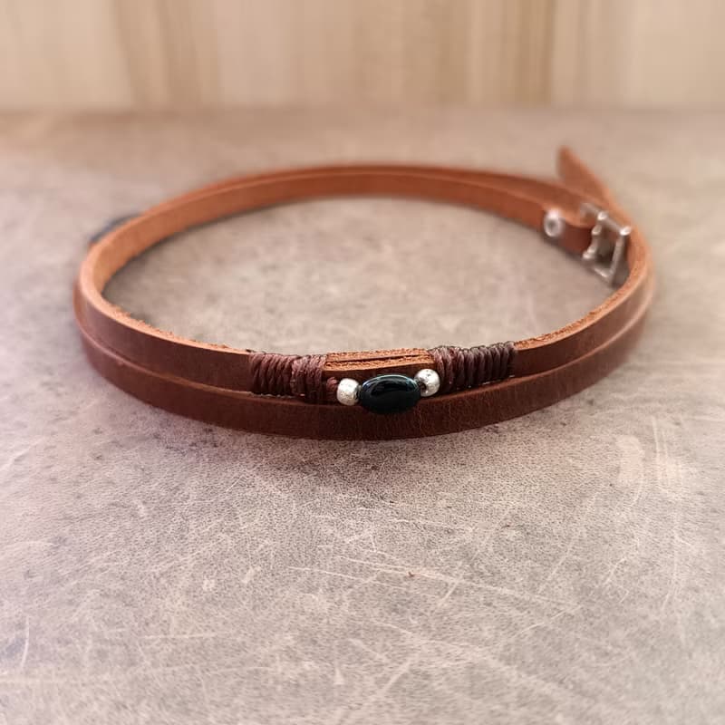 Multi Layer Bracelet with Black Tourmaline, Wrap Choker, Versatile Jewelry