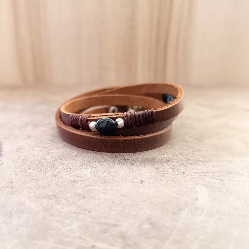 Multi Layer Bracelet with Black Tourmaline, Wrap Choker, Versatile Jewelry