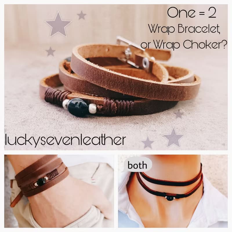 Multi Layer Bracelet with Black Tourmaline, Wrap Choker, Versatile Jewelry