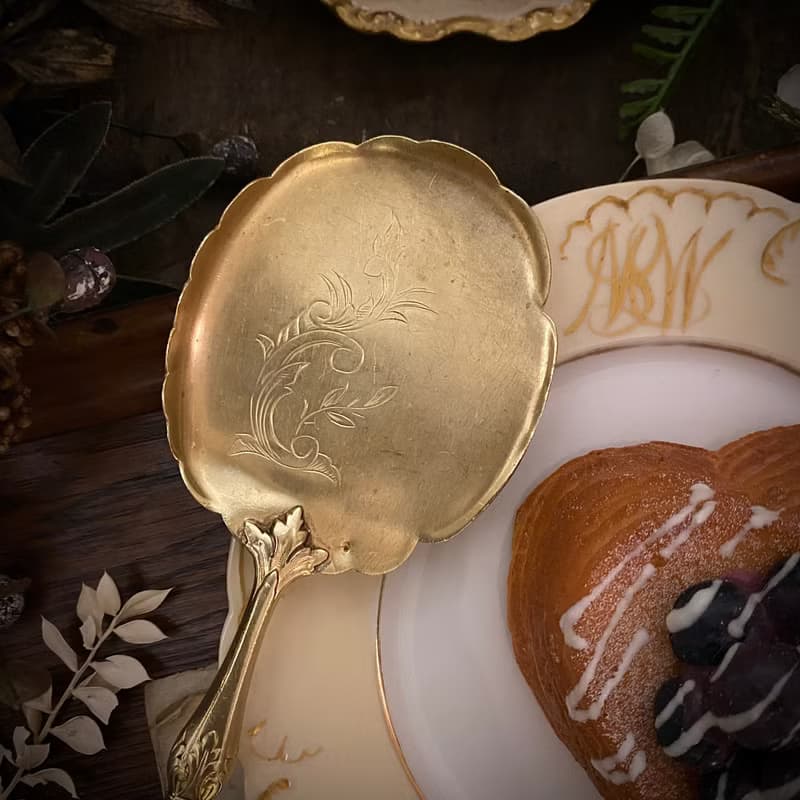 法國 Belle Époque × 路易十六復興風格 蝴蝶結紋 純銀冰淇淋鏟