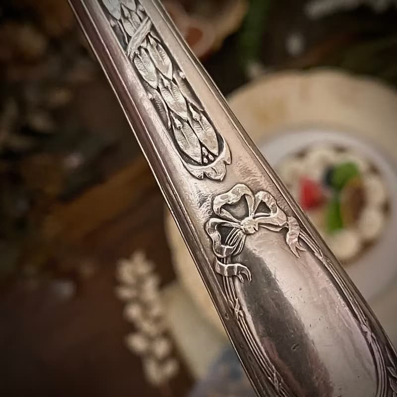 法國 Belle Époque × 路易十六復興風格 蝴蝶結紋 純銀冰淇淋鏟