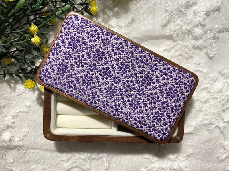 小巾繡木首飾盒 戒指收納 刺繡 紫