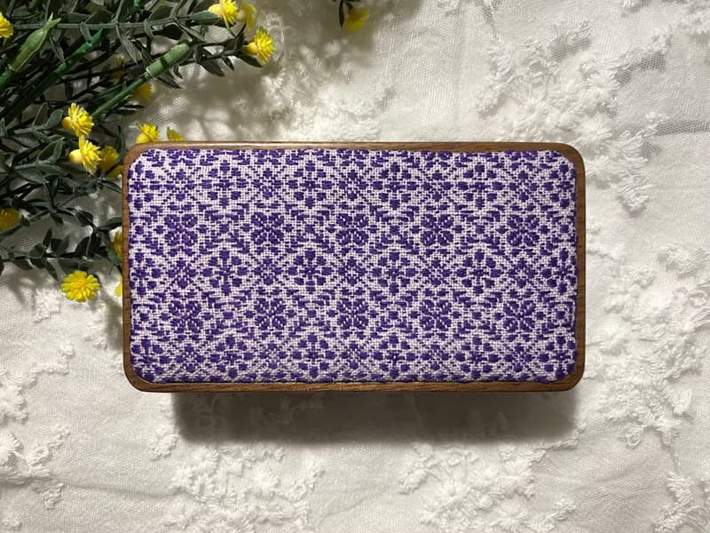 小巾繡木首飾盒 戒指收納 刺繡 紫