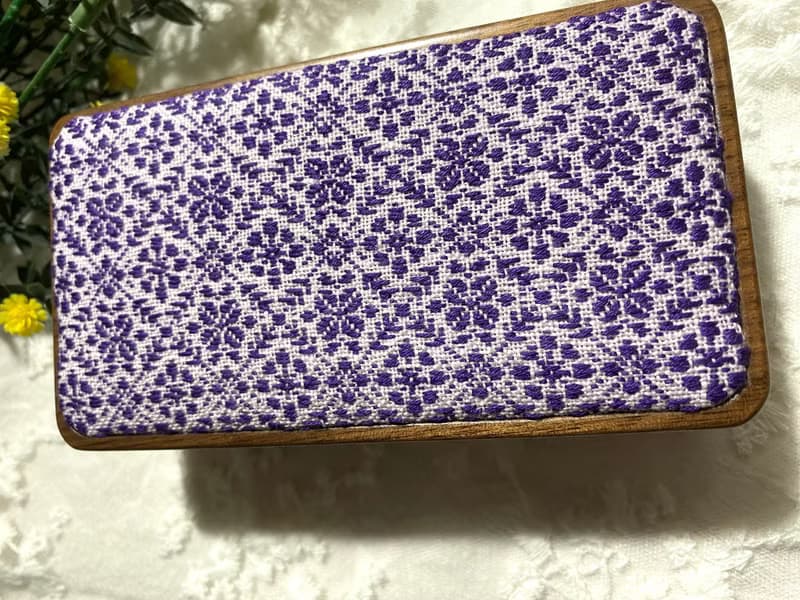 小巾繡木首飾盒 戒指收納 刺繡 紫