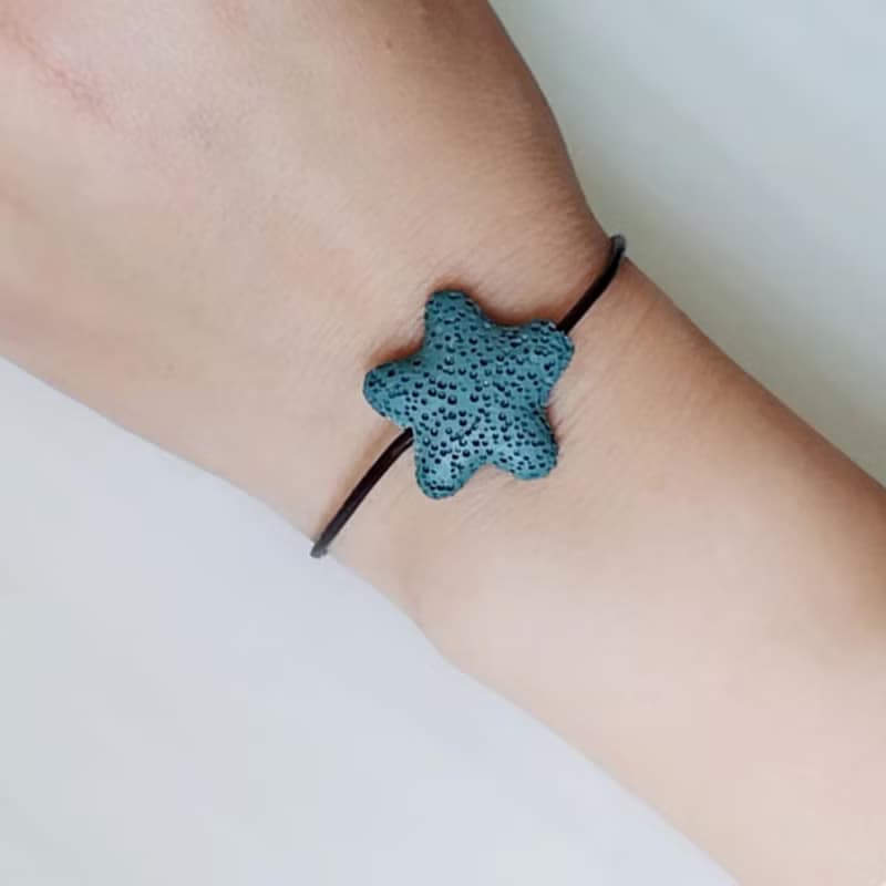 金牛座雙子座巨蟹座獅子座 鑄造星座佐星星香氛石皮手鍊 伸縮繩結