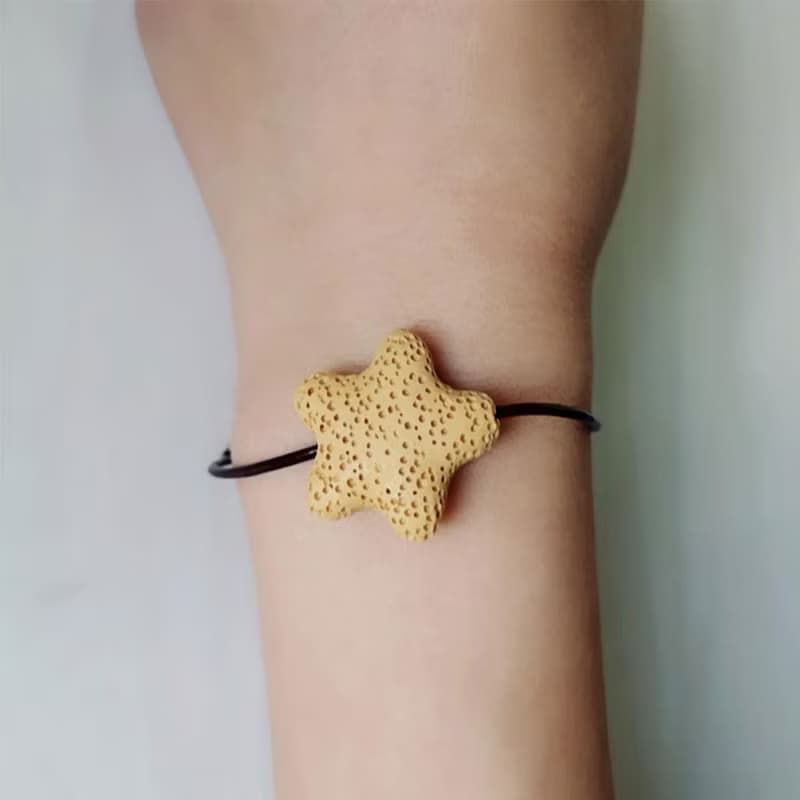 金牛座雙子座巨蟹座獅子座 鑄造星座佐星星香氛石皮手鍊 伸縮繩結