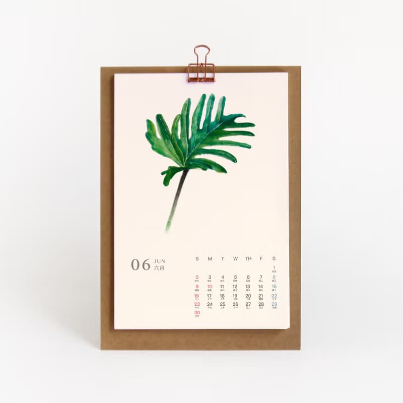2025桌曆  台灣香港假期 年曆 綠色清新治癒的植物 新年禮物2