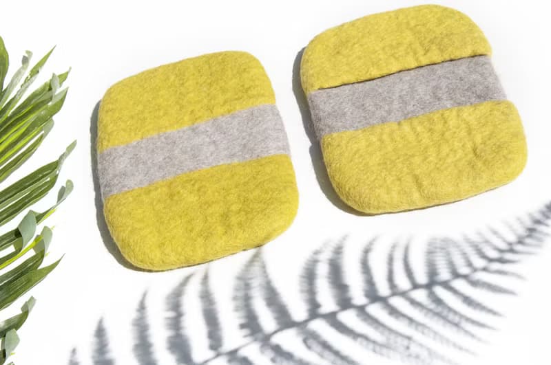 純羊毛氈隔熱手套/廚房用品/羊毛氈保溫手套/阻熱手套-螢光綠灰色